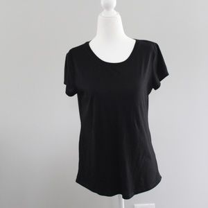 Black Open Back Work Out Tee Shirt